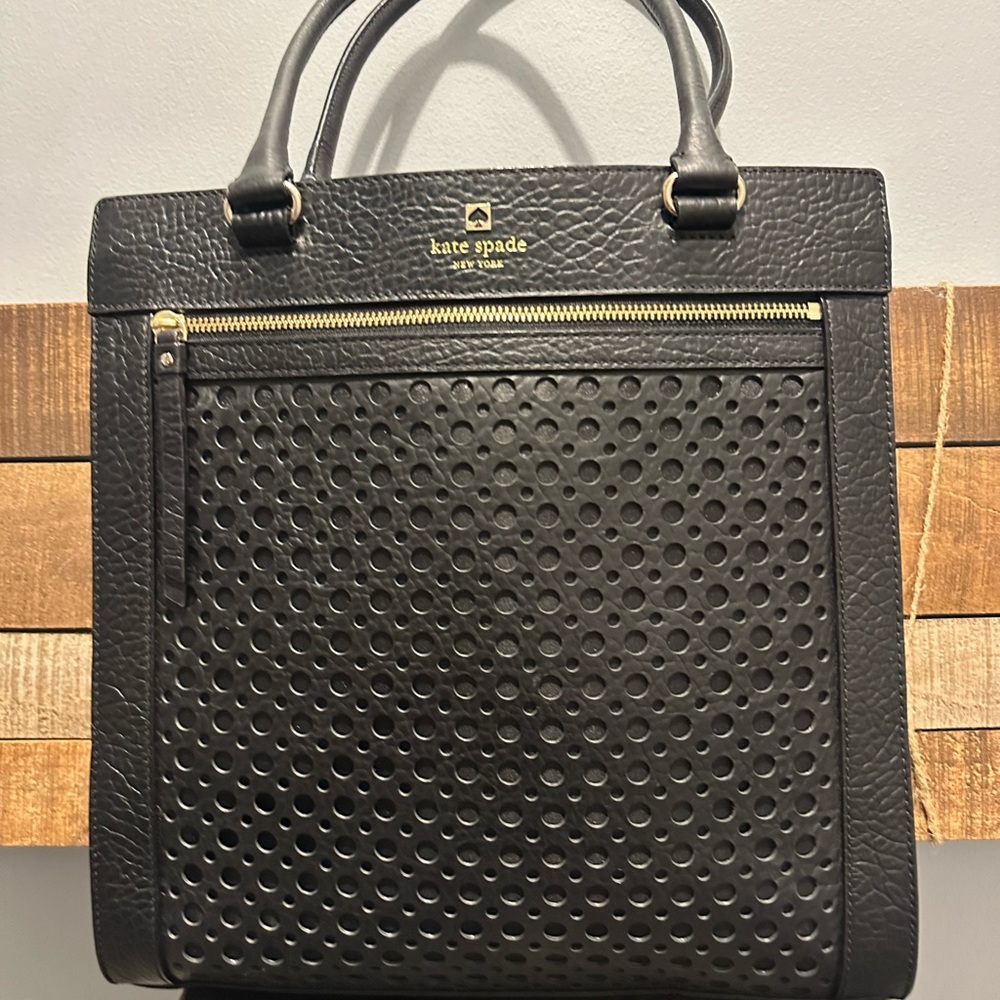 Black KATE SPADE "Lynne" Perri Lane Bubbles Leather